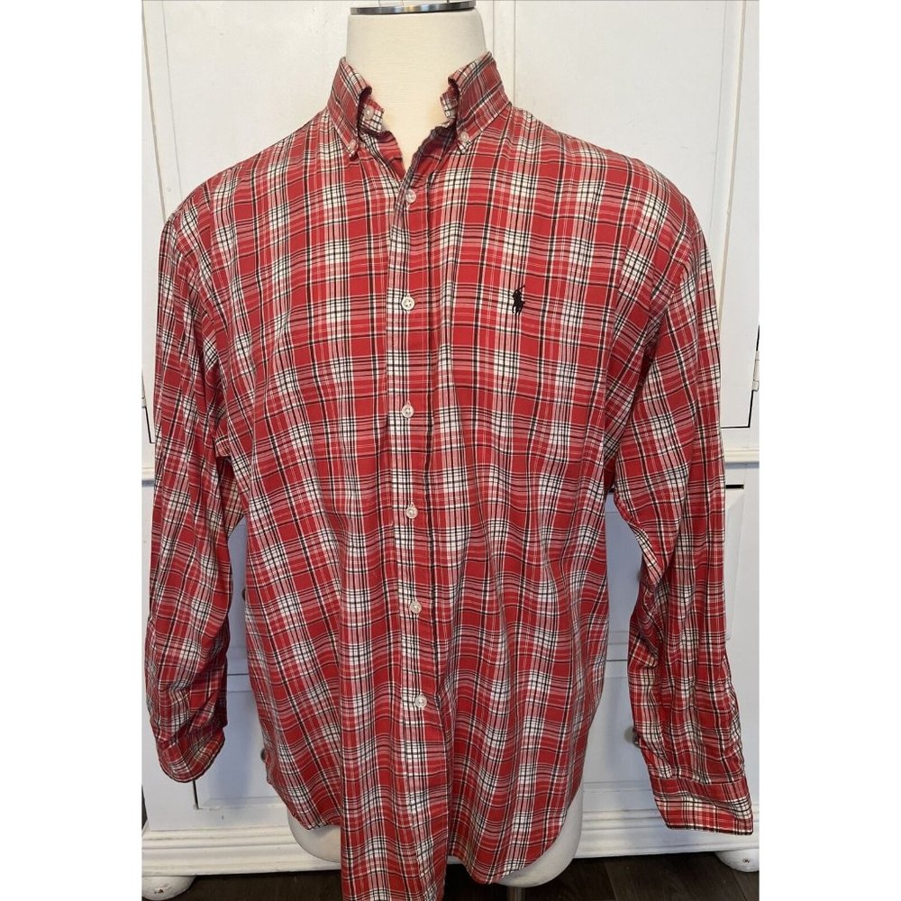 Ralph Lauren Blake Button Down Long Sleeve Shirt Large Red Plaid Check